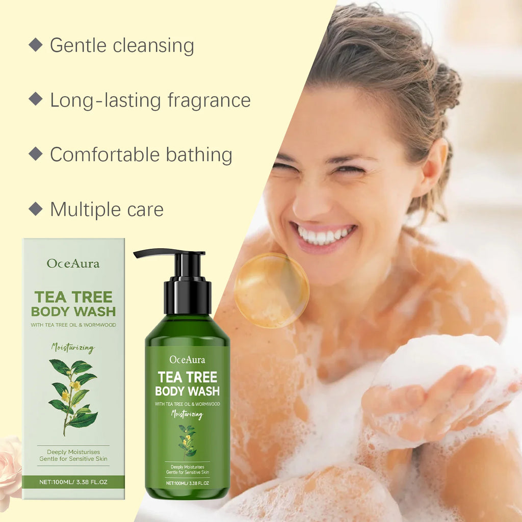 OceAura Tea Tree Body Wash Soothing Skin Relieve Skin Dryness Remove Excess Sebum Long Lasting Fragrance Moisturizing Shower Gel