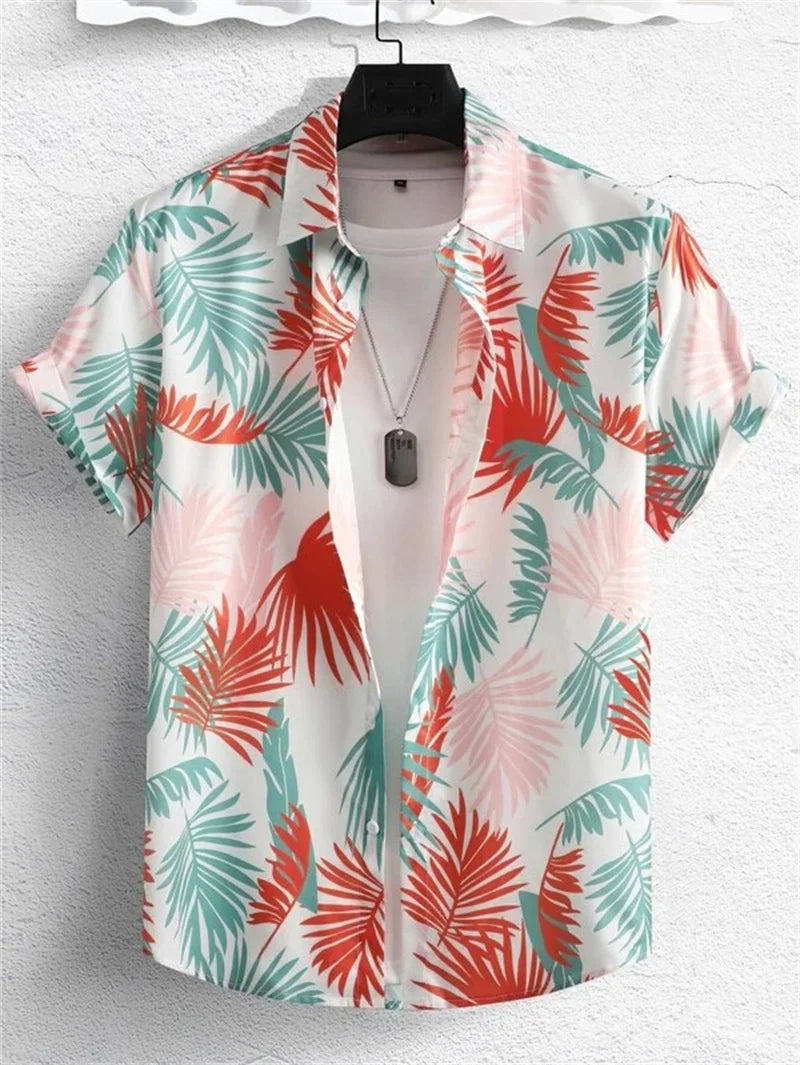 Summer Hawaiian Flower 3D Shirt Plant Printed Men's Clothing Street Loose 3XL Men's Top Trendy Beach Party Social Clothing Tops