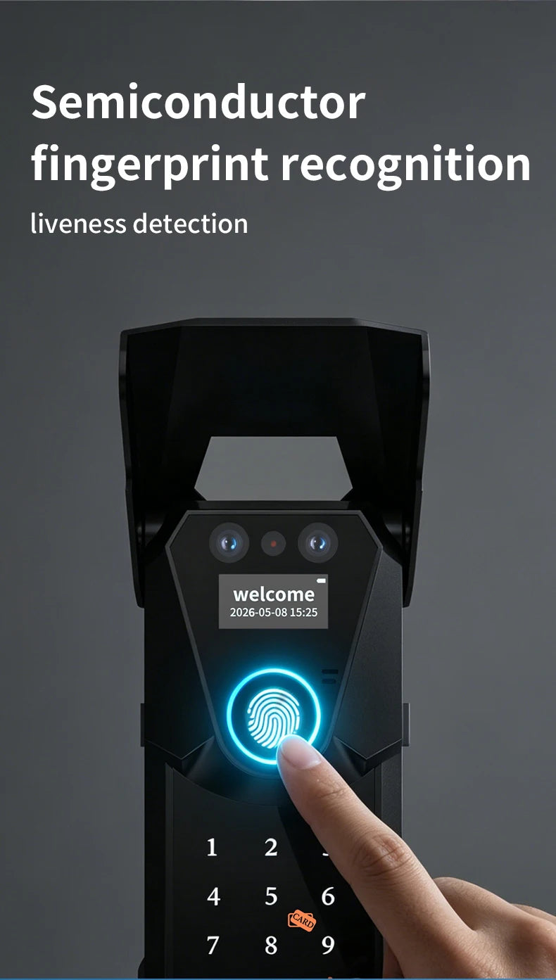 Waterproof Tuya Wifi Smart Lock with 3D Face Recognition Intercom 13 Languages Voice Prompt Display Fingerprint Passcode IC Card