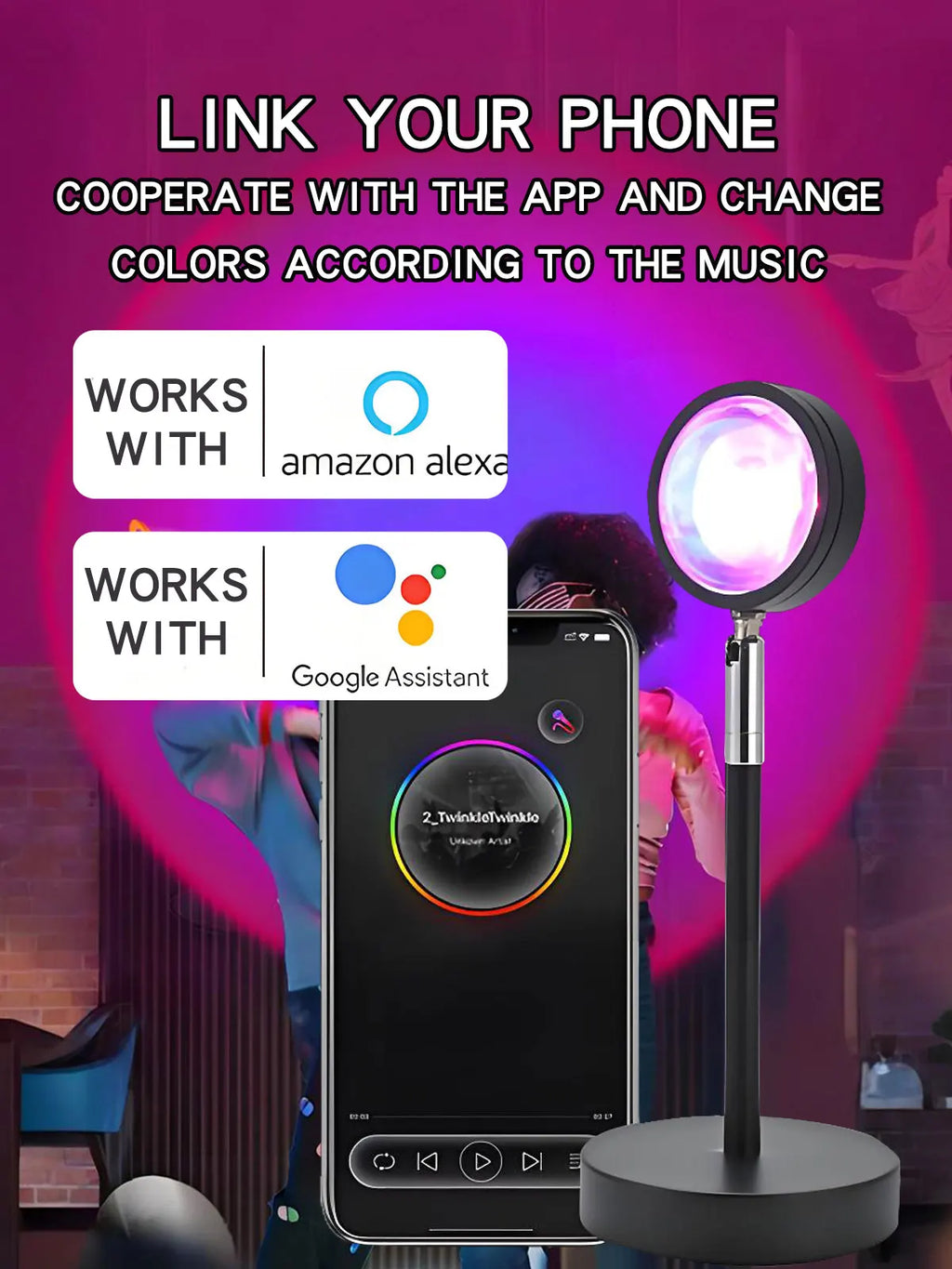 Smart Sunset Lamp Night Light Sunset Projector Smart Life APP Remote Led Lights Room Decoration Photography Birthday Gift