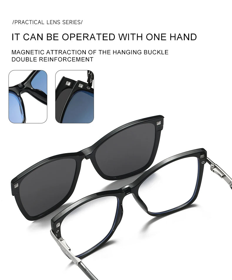 VICKY Fashion New Design TR90 Polarized Magnetic Clip-on Sunglasses Men and Women Polarized Sunglasses Optical Myopia Glasses