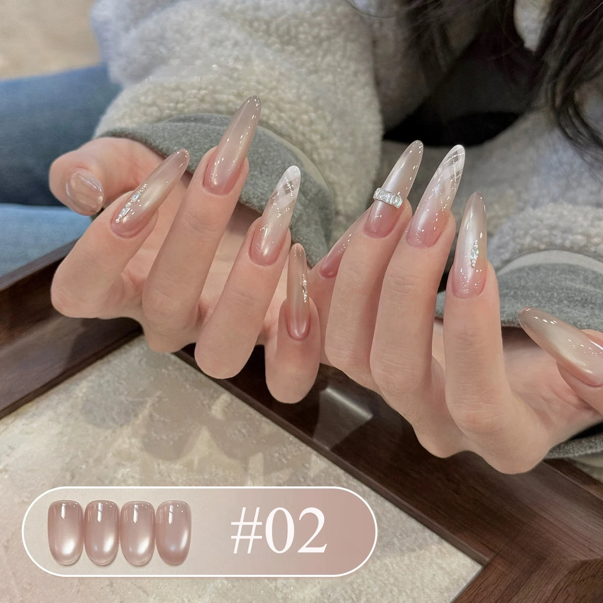 1-4pcs WS Autumn Winter Nails Pink Gold Cat's Eye Gel Nail Polish Glue Super Flash Golden Pink Porcelain White Glass Beads Gel