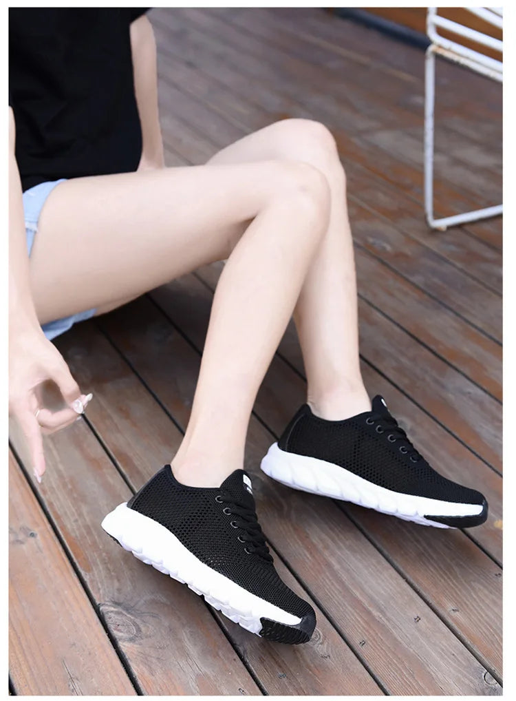 White Mesh Shoes Woman Summer Breathable Flat Sneakers Sports Tennis Shoes for Women Casual  Lightweight Running Shoes Ladies