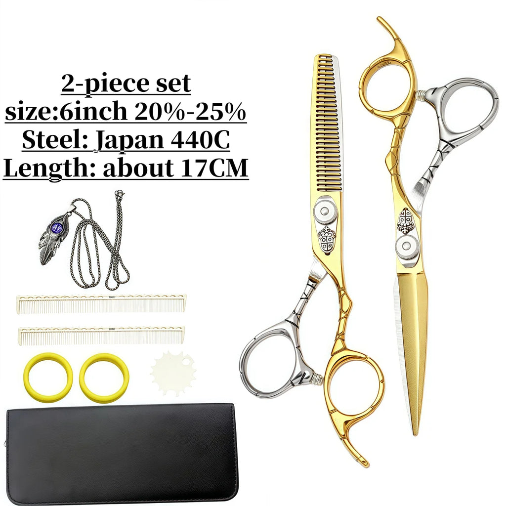 ACOS Professional Barbershop Scissors Set 440C Steel 6-inch Hair Thinning Clippers for Household Barber Tools