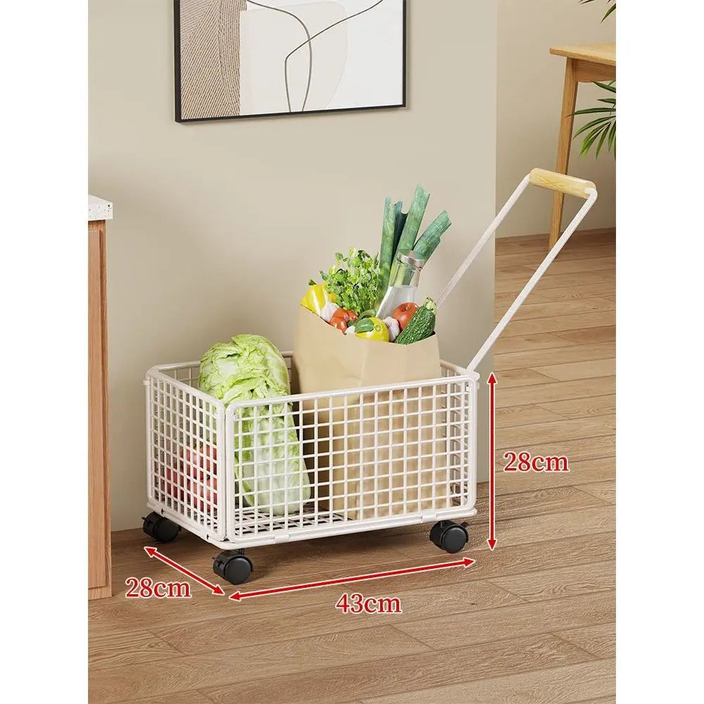 Floor Standing Kitchen Organizer - Single Tier Vegetable Storage Rack with Baskets - Multi-Functional Home Kitchen Shelf