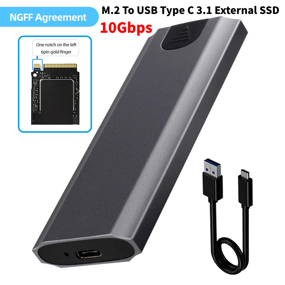 NVME SSD M2 Case NVME/SATA Dual Protocol M.2 to USB Type C 3.1 10gbps SSD Adapter for NVME PCIE NGFF SATA hard drive enclosure