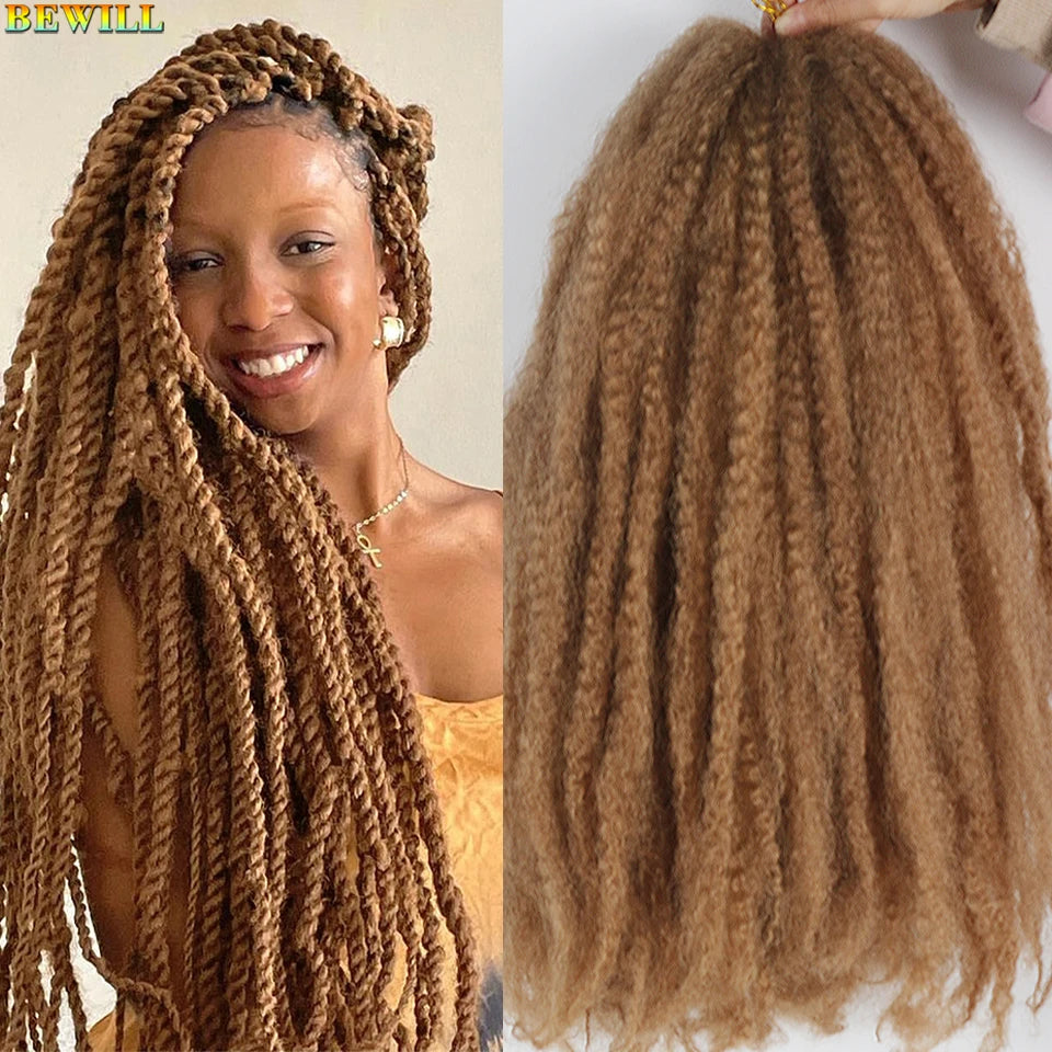 18 Inch 1-6 Packs Marley Twist Crochet Hair Black Brown to Blonde Synthetic Afro Marley Ombre Braiding Hair for Faux Locs Braids