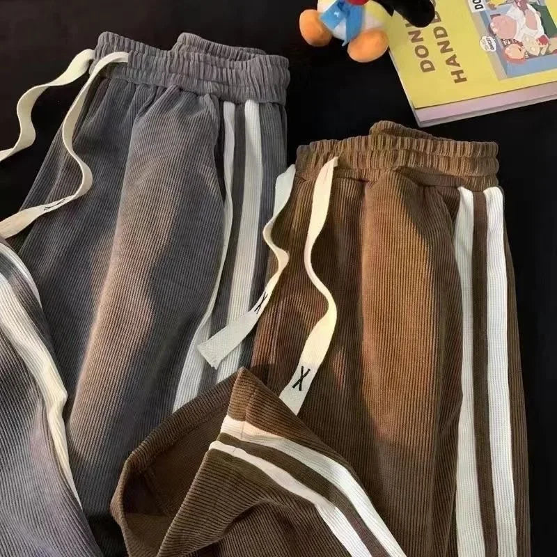 Spring Autumn Women's Corduroy Straight Leg Loose Fit Casual Pants Fashion Sporty High Street Style Drapey Long Trousers