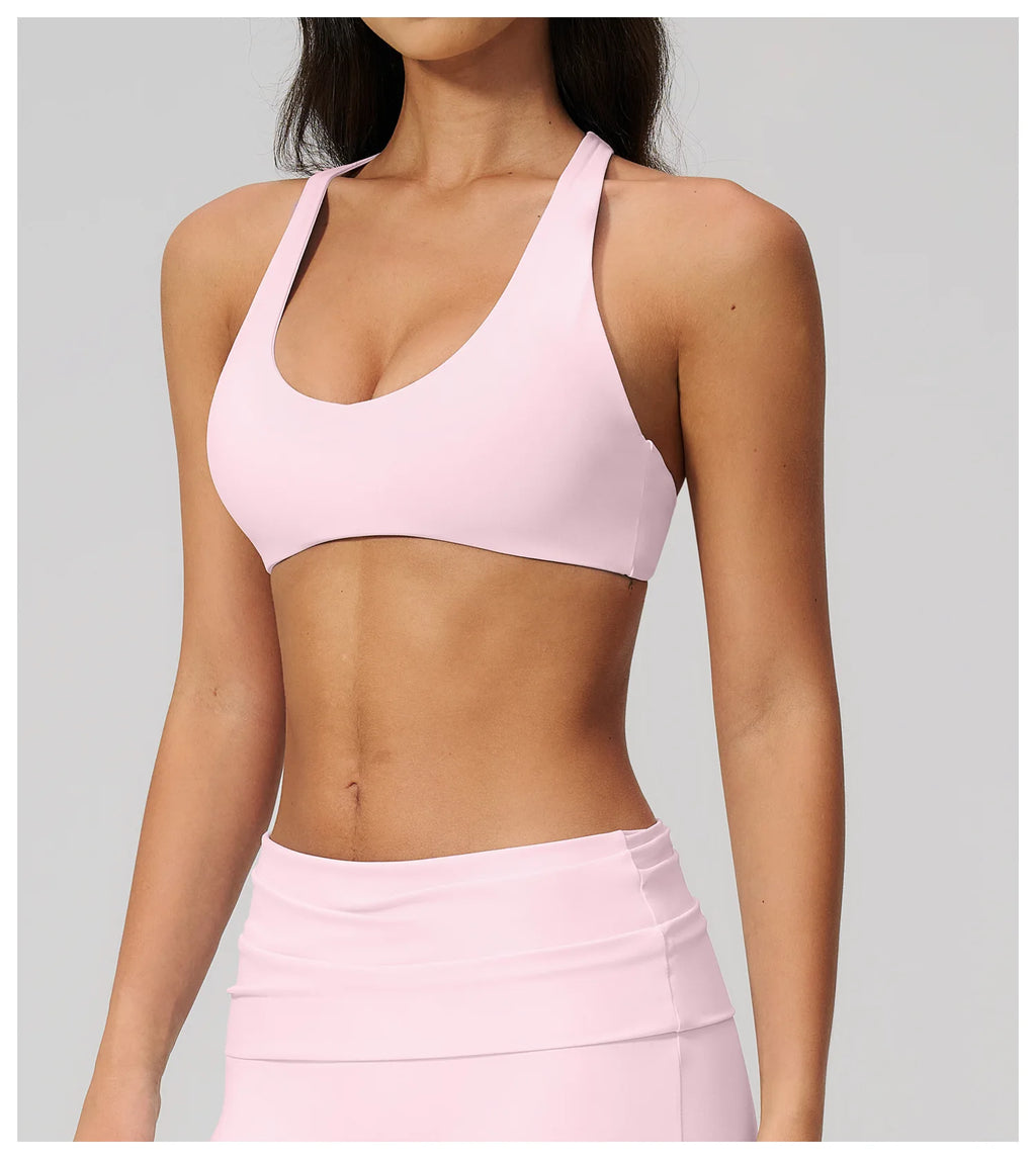 NCLAGEN Sport Bras Women High Support Fitness Underwear Back Cross Gym Clothes Training Solid Yoga Top Pilates Workout Tank
