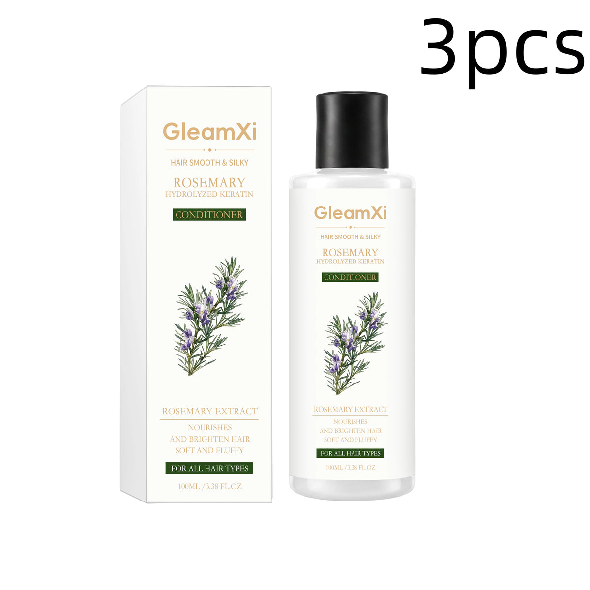 GleamXi Rosemary Hair Hydrolyzed Keratin Conditioner Anti Frizz Repair Split Ends Nourish Dry Damage Hair Smoothing Conditioner