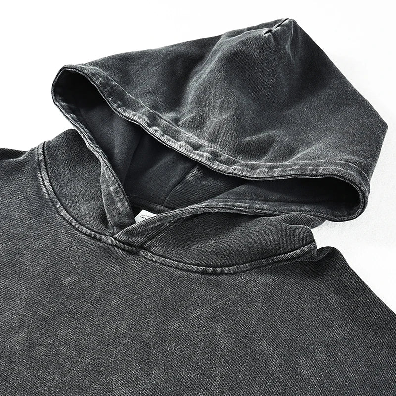 Men Streetwear Hip Hop Oversize Washed Hoodie Sweatshirt Custom Vintage Hoodie