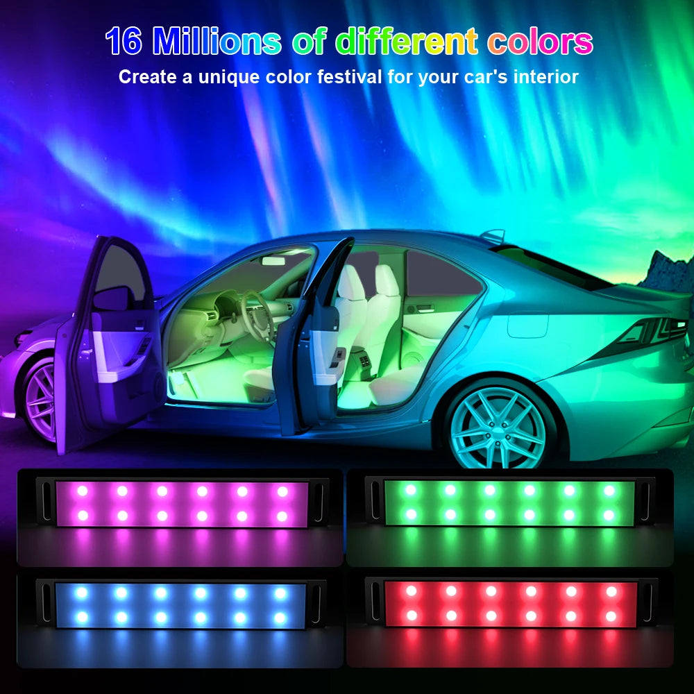 USB Neon Car Interior Decorative Lamps Strips Atmosphere Lights  Remote Music App Control RGB  LED Ambient Lights Party Lamps