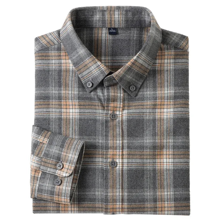 100% Cotton Flannel Shirt Long Sleeve, Plaid Winter Casual Shirt, Anti-Wrinkle Soft Brushed Fabric, Multi-Color Sizes M-4XL