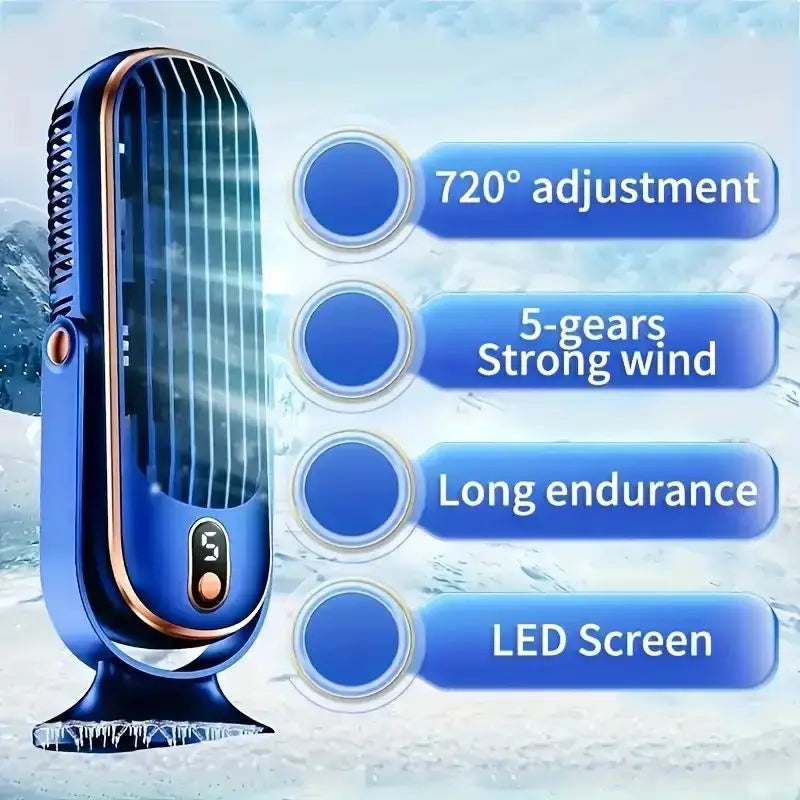 Portable USB Fan | 5 Speeds, 720° Swivel, Quiet Cool Breeze, Air Circulation, Indoor/Outdoor Use, Ideal For Home, Office, Travel - Beauty