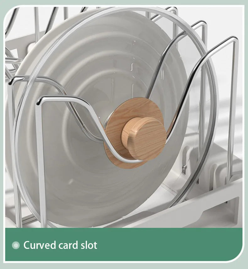 Expandable Kitchen Cabinet Pot Organizer - Adjustable Divider Rack, Multi-Use Storage Solution for Pots, Pans and Lids