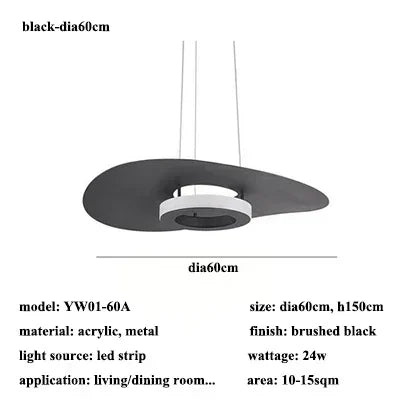 Modern Simple Black White LED creative chandelier Lighting,Suspension Home Decor Indoor Nordic Fixtures for Living Room Aisle