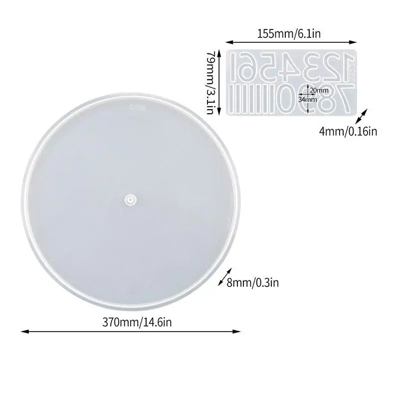 Round Clock Epoxy Resin Silicone Mold Arabic Roman Numbers Flower Leaf Clock Mould Wall Decor DIY Resin Crafts Casting Mold