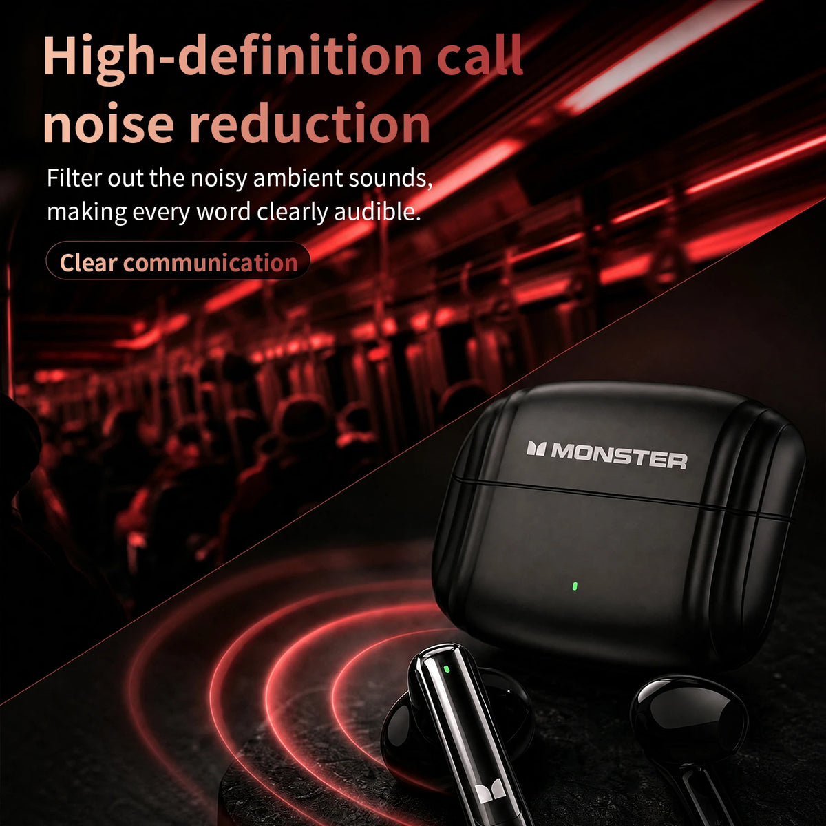 Monster Pure Aura HT10 TWS Wireless Bluetooth 6.0 Earphones Intelligent APP Custom EQ HD Noise Reduction Call Sports