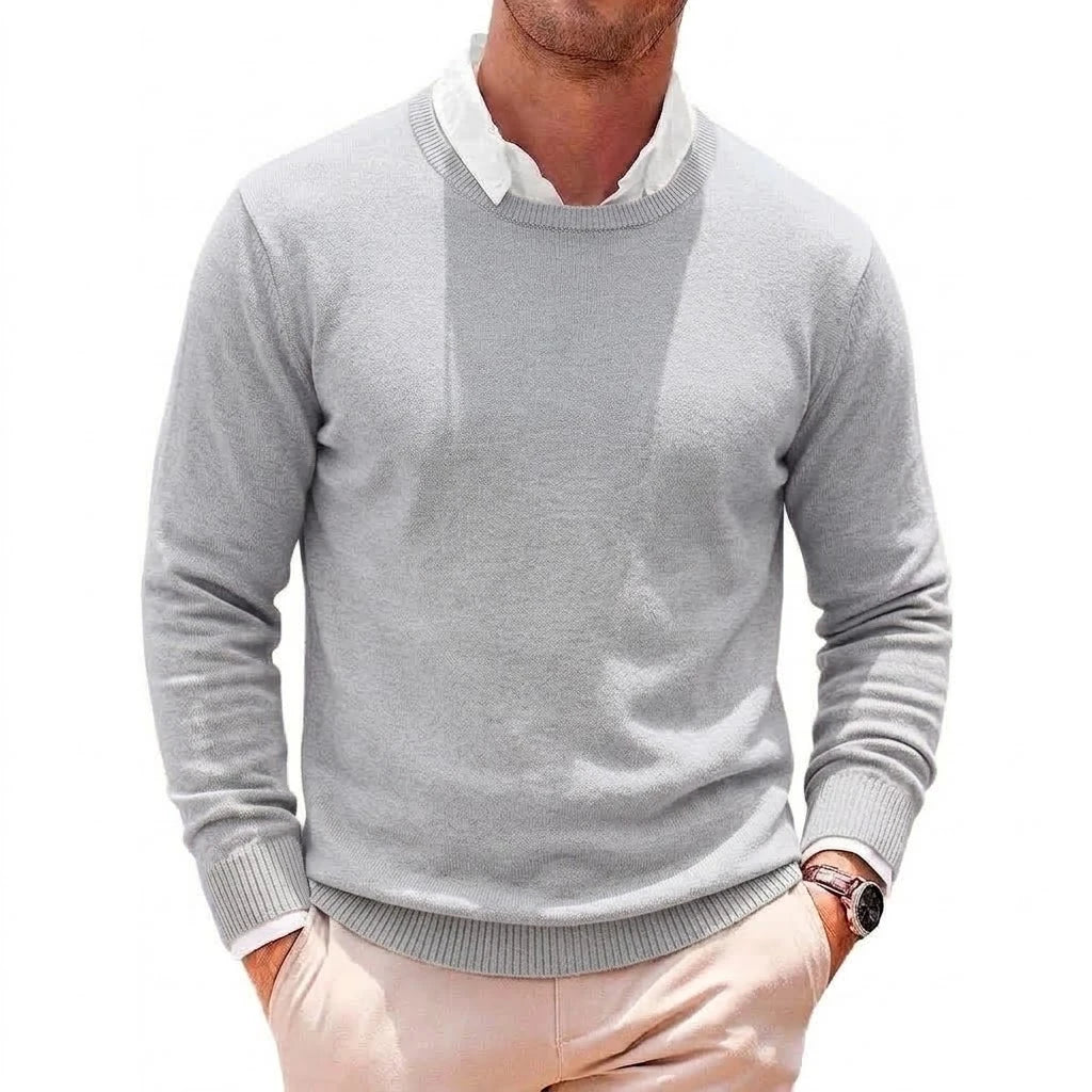 New Men's Casual Crewneck Knit Sweater Autumn Soft Jumper Elegant  Long Sleeve Business Pullover Winter Outwear Knitted Workwear