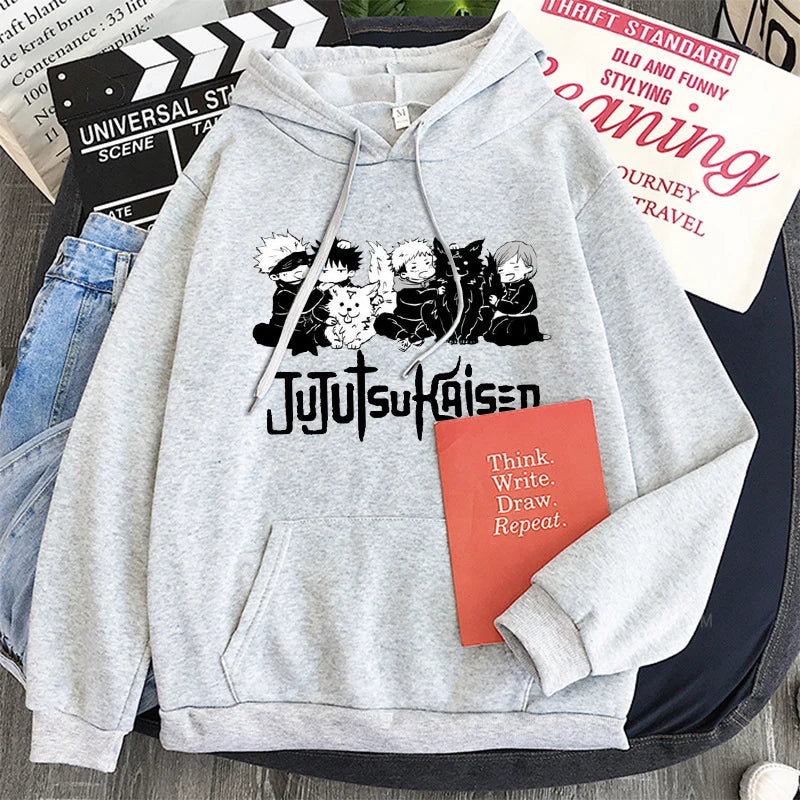 Jujutsu Kaisen Anime Hooded Itadori Yuji And Satoru Gojo Printed Men Women Patchwork Hoodies Manga Sweatshirt Harajuku Pullover