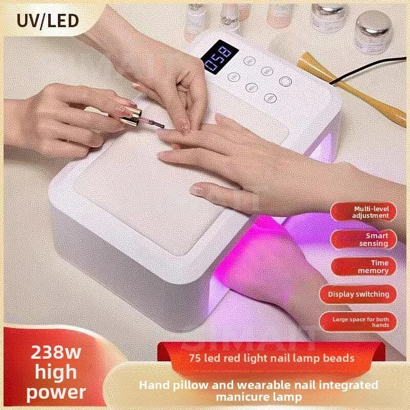 Upgraded Nail Lamp with Hand Pillow, Dedicated To Nail Salons, Large Capacity Suitable for Wearing Nail
