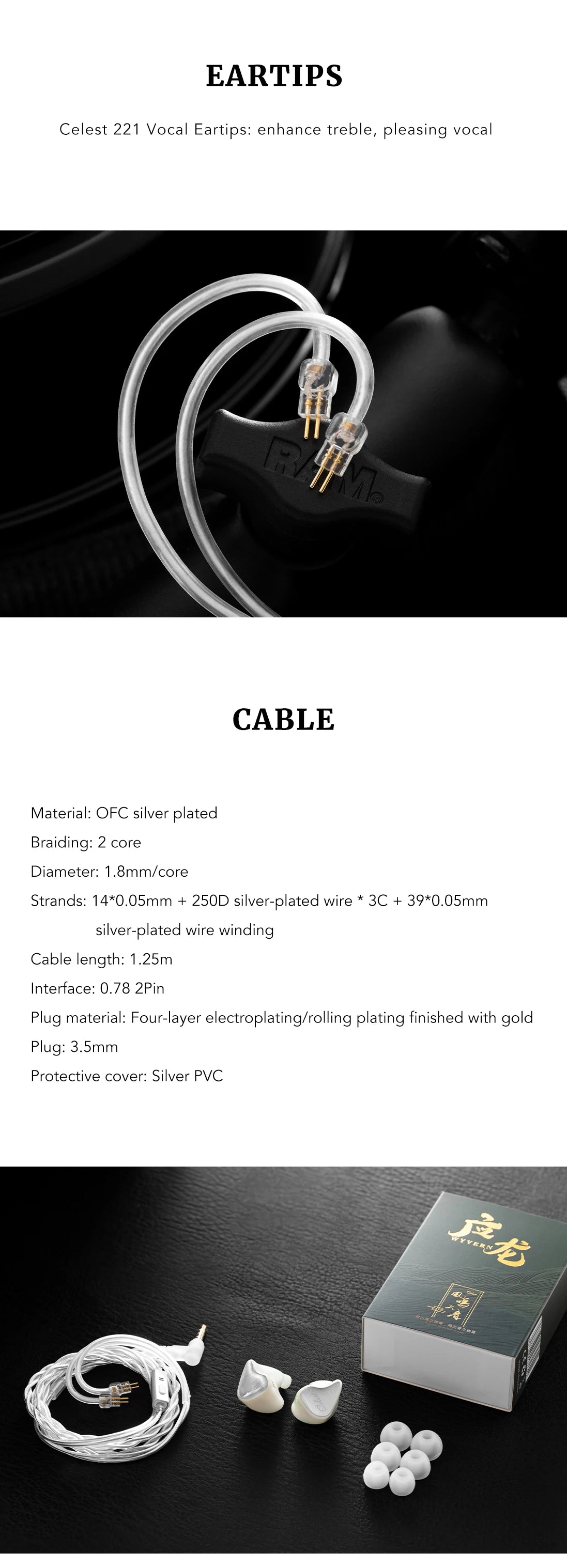 Kinera Celest Wyvern / Wyvern PRO / Wyvern Black 1DD In-Ear Earphone Dynamic Driver 0.78mm Wired HiFi Earbuds Gaming Mic