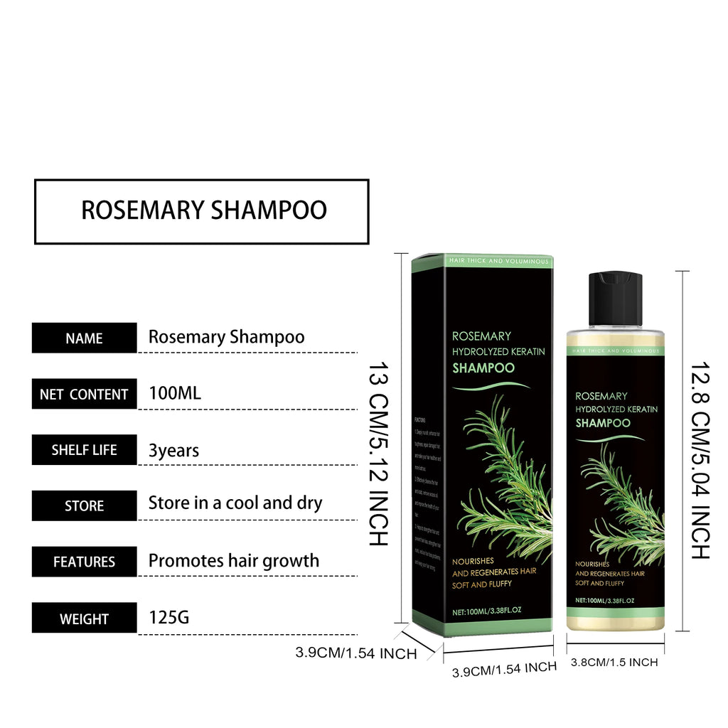 4pcs Rosemary Hair Growth Shampoo Thickening Hydrolyzed Keratin Dry Frizzy Damaged Repair Moisturizing Scalp Cleaning Shampoo