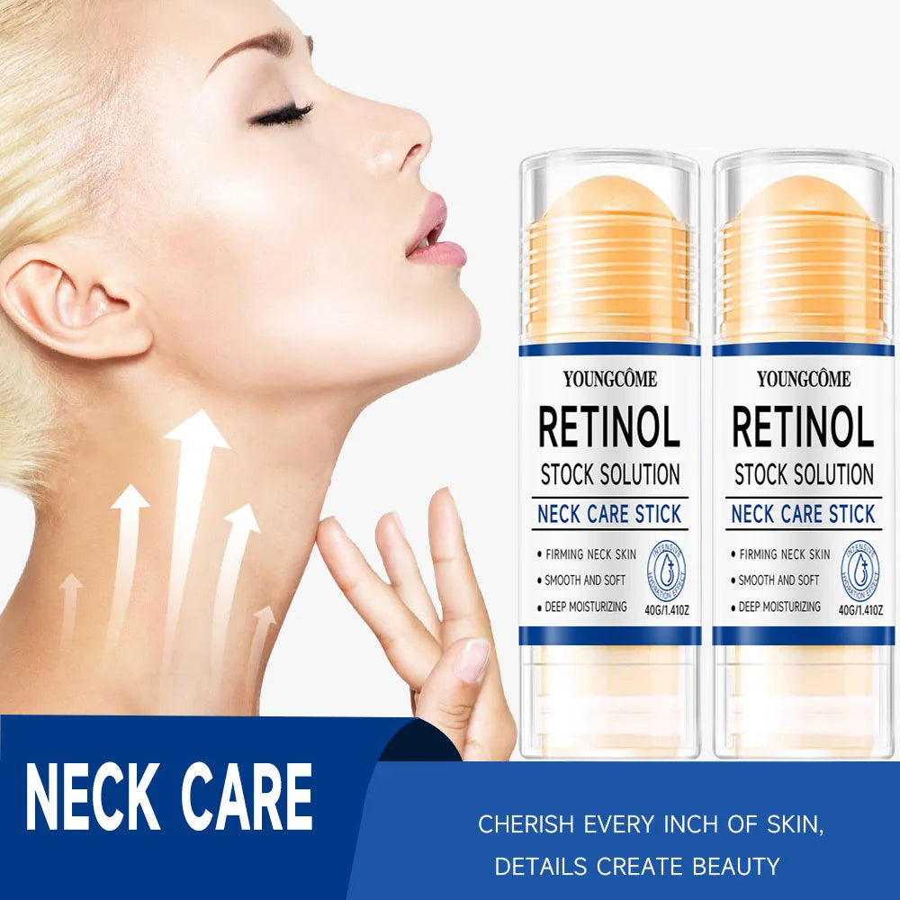Retinol Neck Care Stick - Anti-Aging Firming Treatment, Hyaluronic Acid & Collagen, Wrinkle Reduction for Sagging Skin