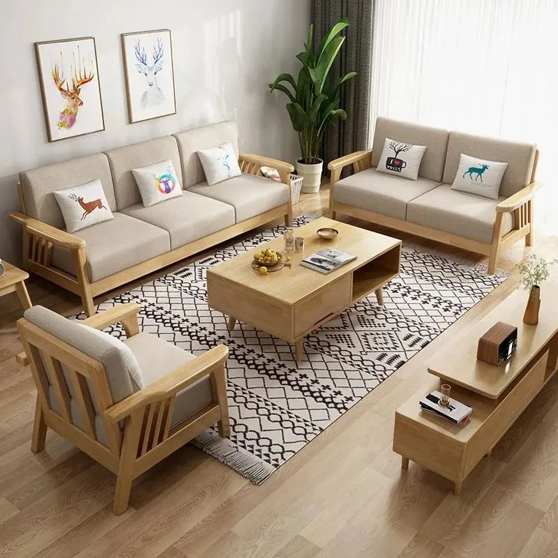 2025 Easy Installation Living Room Sofas Wooden Living Room Furniture Wooden Sofa Frame Fabric Sofa Covers
