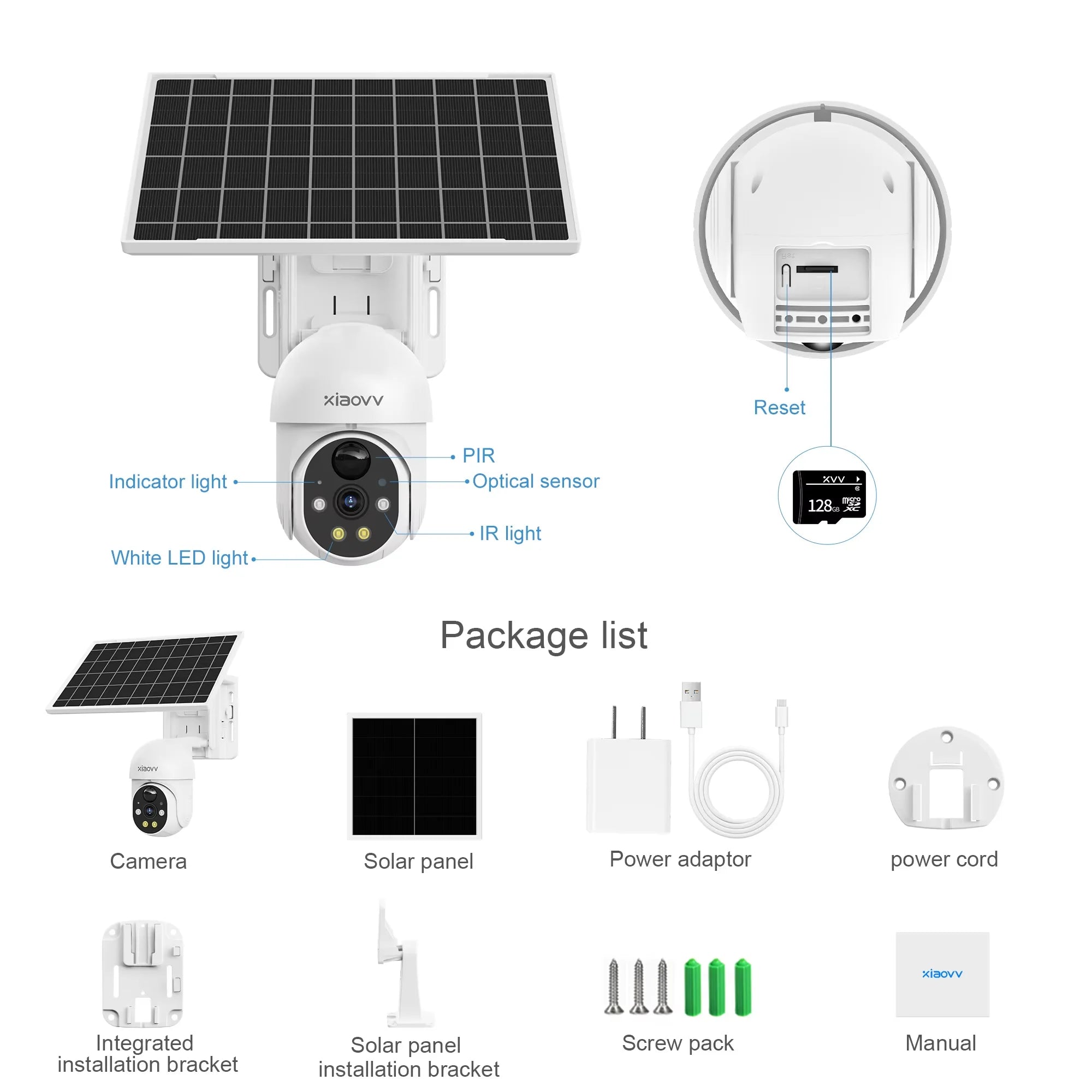 8MP 2K HD WIFI Wireless PTZ Solar Cctv Camera Battery Powered Outdoor IP65 Waterproof IP Security Iphone Camera PIR Night Vision
