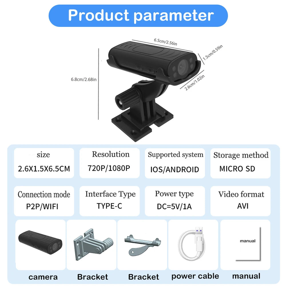 Smart Home Security Mini Camera Wireless WiFi IP Camera with Motion Detection Remote Monitor Push Alert
