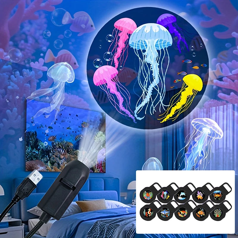 LED Projection Light USB LED Projector LED USB Ocean Life LED Projection Lamp LED Projector With 10 Patterns