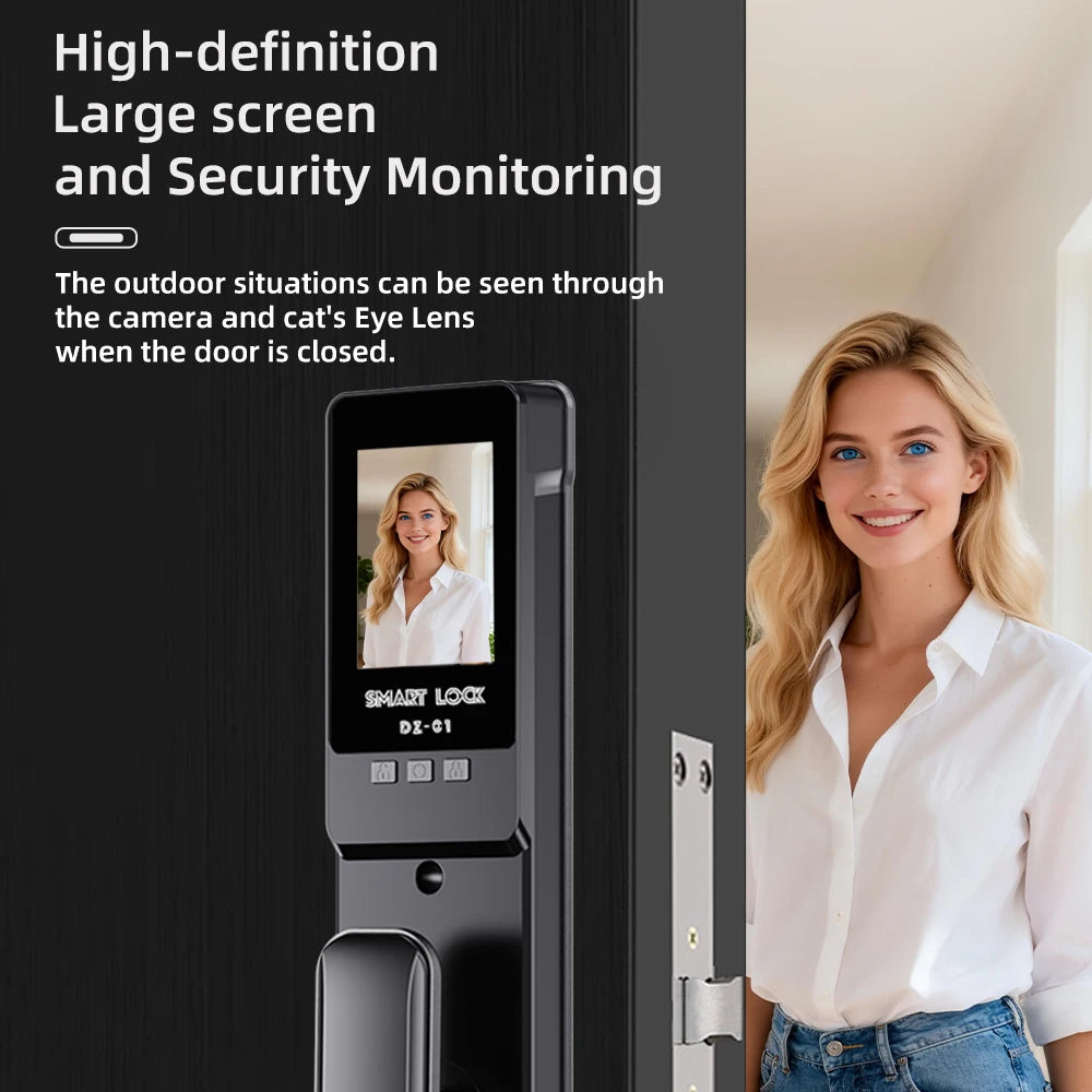 EGFirtor Password Door Lock Face Recognition Fingerprint Lock with Camera Biometric Smart Digit Lock