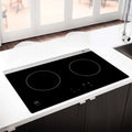 Knob Control Ceramic Black Glass Half-Bridge Drive Copper Coil 2 Zone Built-In Induction Stove