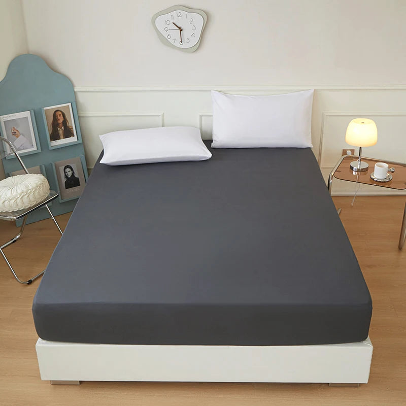 1 piece of solid color bed sheet for bedroom 100%Polyeste Elastic Band Around bedding Fitted Sheet Only (excluding pillowcases)