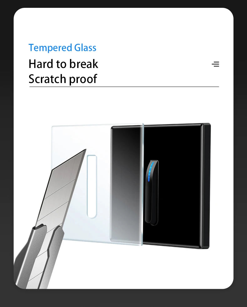 Wall Switch Light Switch 1 2 3 4 Gang Piano Button 1 Way 2 Way White Black Gray Gold Tempered Glass Panel L6