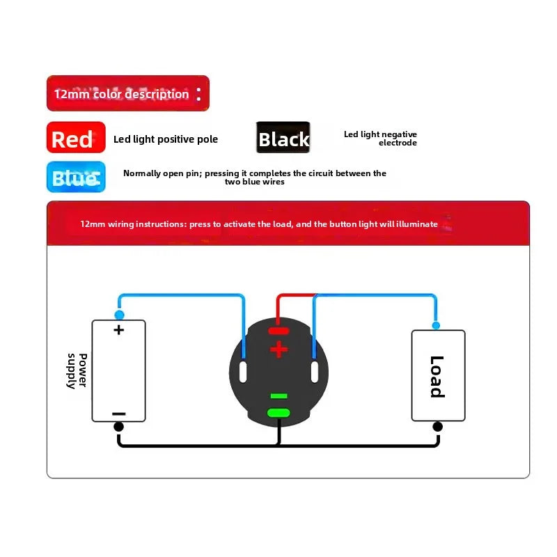 5PCS Metal Push Button Switch 12/16/19/22mm Momentary Latching Electric On/Off Power Start/Stop LED Light 5V 12V 220V Red Blue