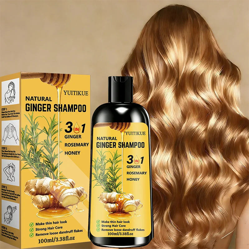YUITIKUE Ginger Shampoo 100ml - Anti Dandruff Nourishing Hair Care with Rosemary Honey Extract