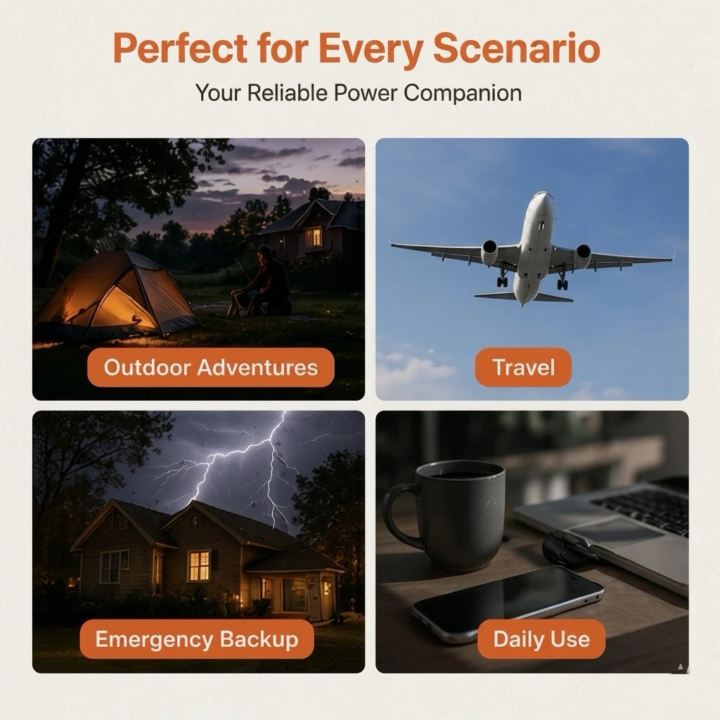 50000mAh Solar Power Bank Fast Charging Portable Charger with Built-in Cables Wireless Outdoor Battery Pack