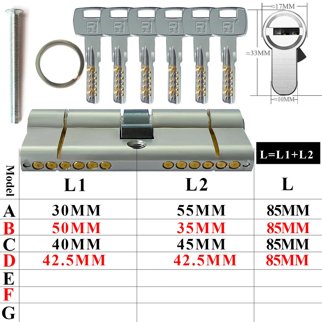 Customization: Open all household door locks with the same key. European standard high-quality 11 pin anti-theft lock cylinder