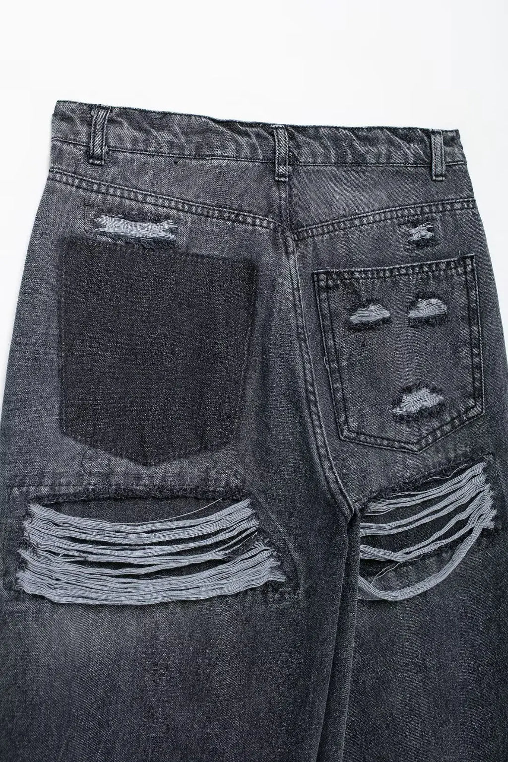 Jeans For Women 2024 Denim Solid Loose Zipper Fly Female Hole Trouser Pockets Wild Basic Commute Woman Wide Leg Long Pant