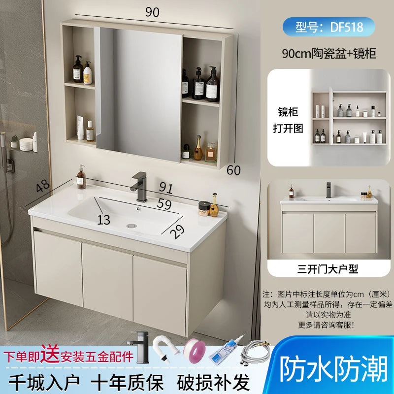 Wall Basin Bathroom Cabinet Set Sink Mirrors Shelves Bathroom Cabinets Storage Organizer Mobile Bagno House Accessories