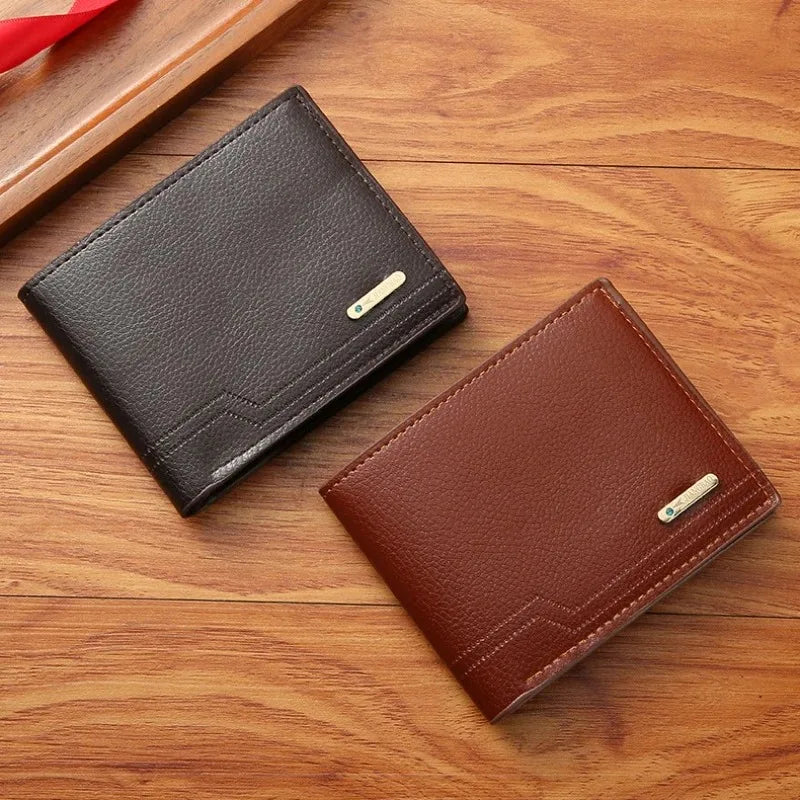 Personalized Custom Name Bifold Short Wallet Casual Lychee Patterned Soft Leather Man's Wallet Multi Card Slot PU Leather Purse
