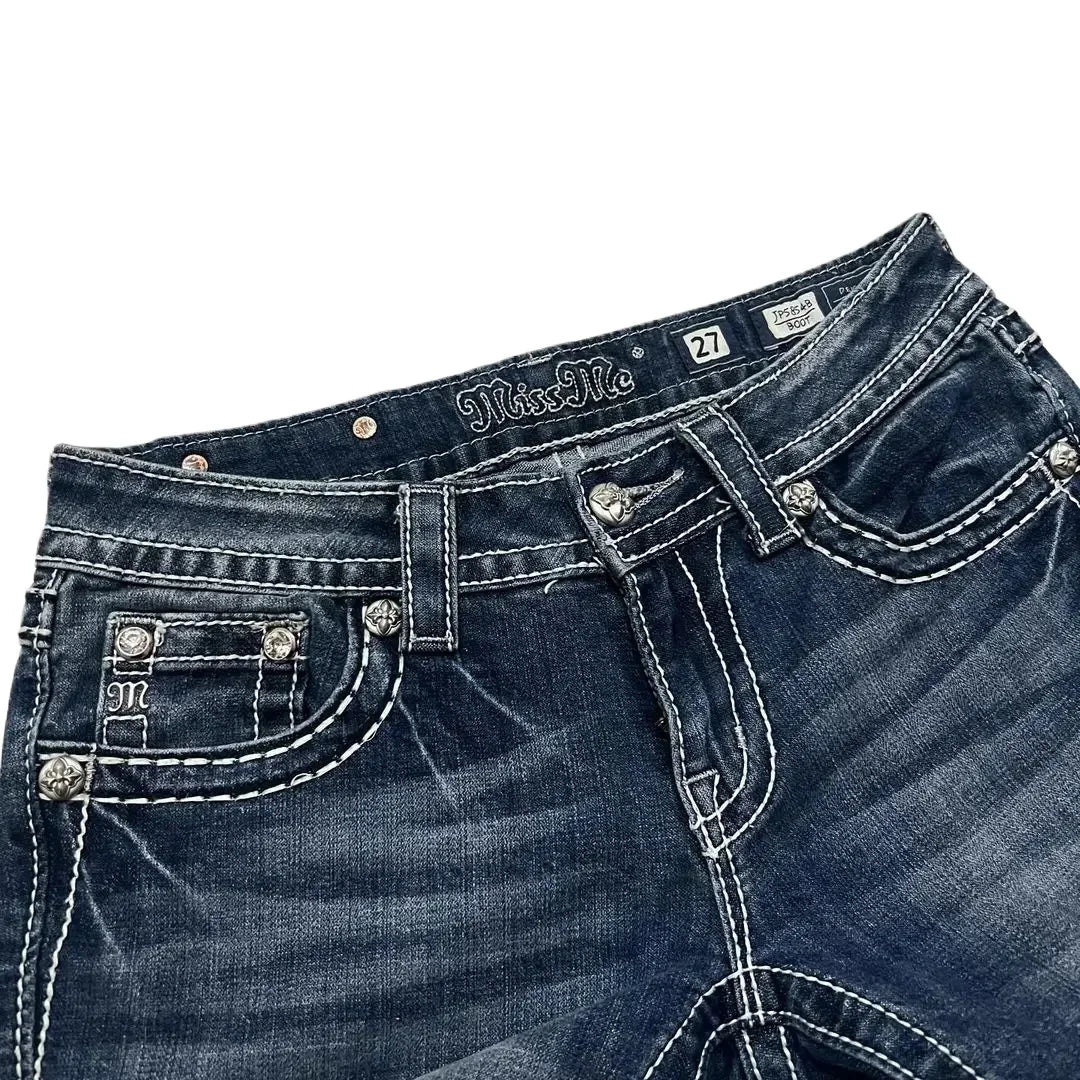 Y2K New Gothic Blue Denim Embroidery Harajuku Wide Pants Revival Mens Jeans Foliage Bootcut Women Pocket Hip Hop Streetwear