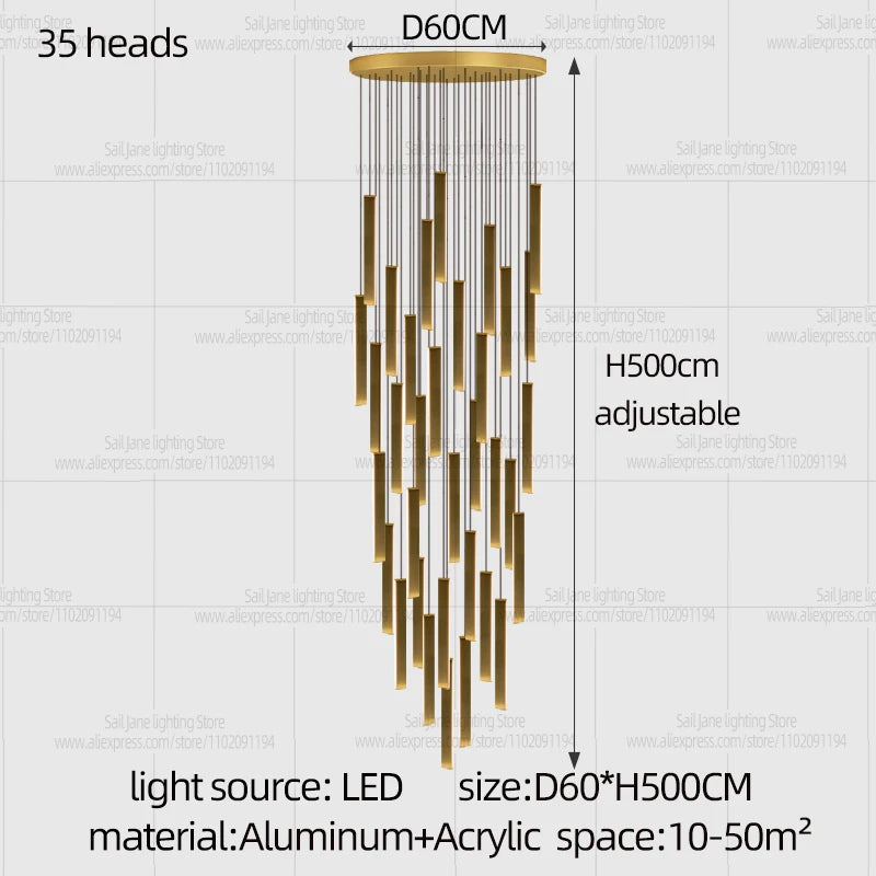 Modern Stair Chandelier Indoor Lighting Ceiling Lamp Attic Room hanging Light LED Chandeliers For Living Room Pendant Lights