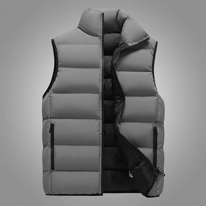 Male Stand Up Collar Vest Men Fashionable and Casual Waistcoats Thick New Vest for Autumn and Winter Men Cool and Warm Clothes