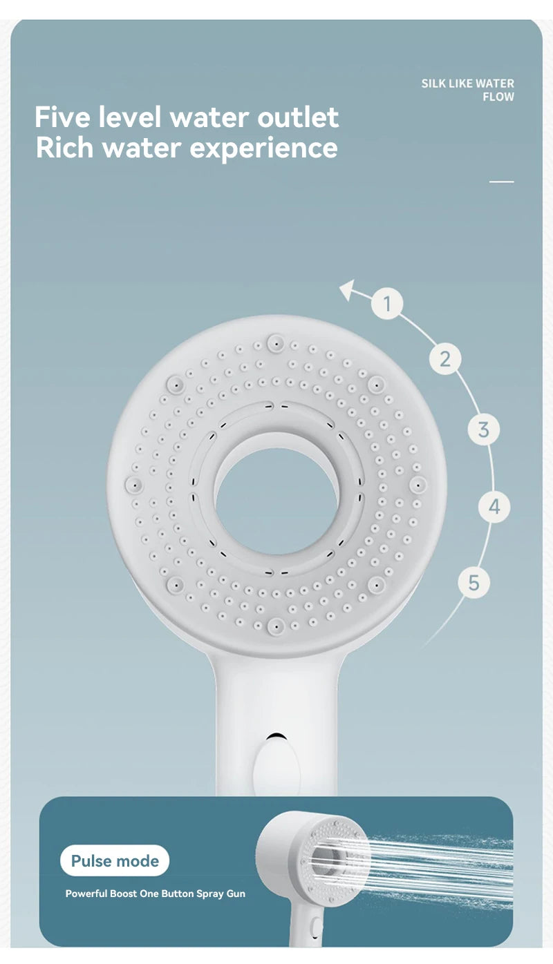 5 Modes Shower Head High Pressure Showerhead Portable Filter Rainfall Faucet Tap Bathroom Bath Home Bathroom New Upgrade