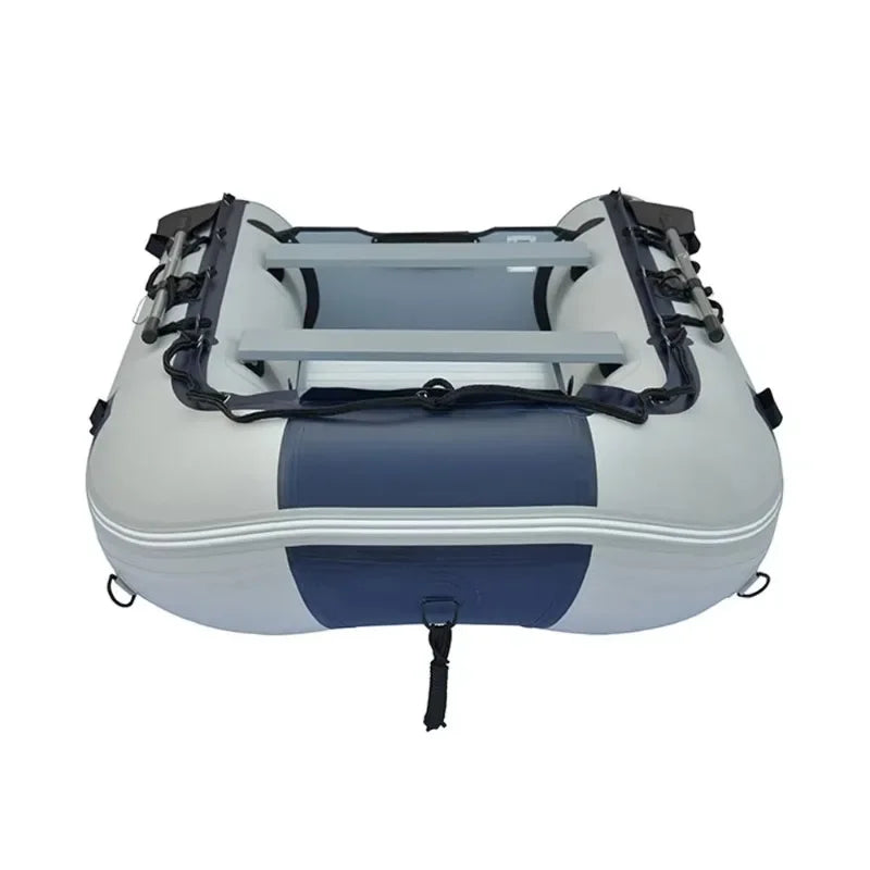 12'6" Inflatable Fishing Boat PVC 0.9mm with Aluminum Floor Rowing Boats 380cm for 6 Person Sport Yacht on Sea Max 30HP Power