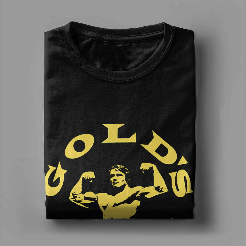 Men T-Shirts Arnold Schwarzenegger Golds Gym Casual 100% Cotton Tees Short Sleeve  T Shirt Crew Neck Tops 6XL