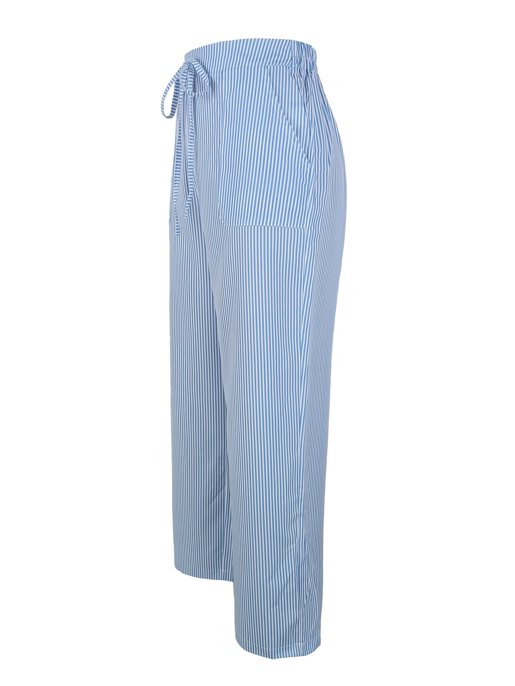 Women's Vertical Striped Wide Leg Pants High Waist Drawstring Loose Casual Trousers Autumn Elastic Waist Trousers with Pockets